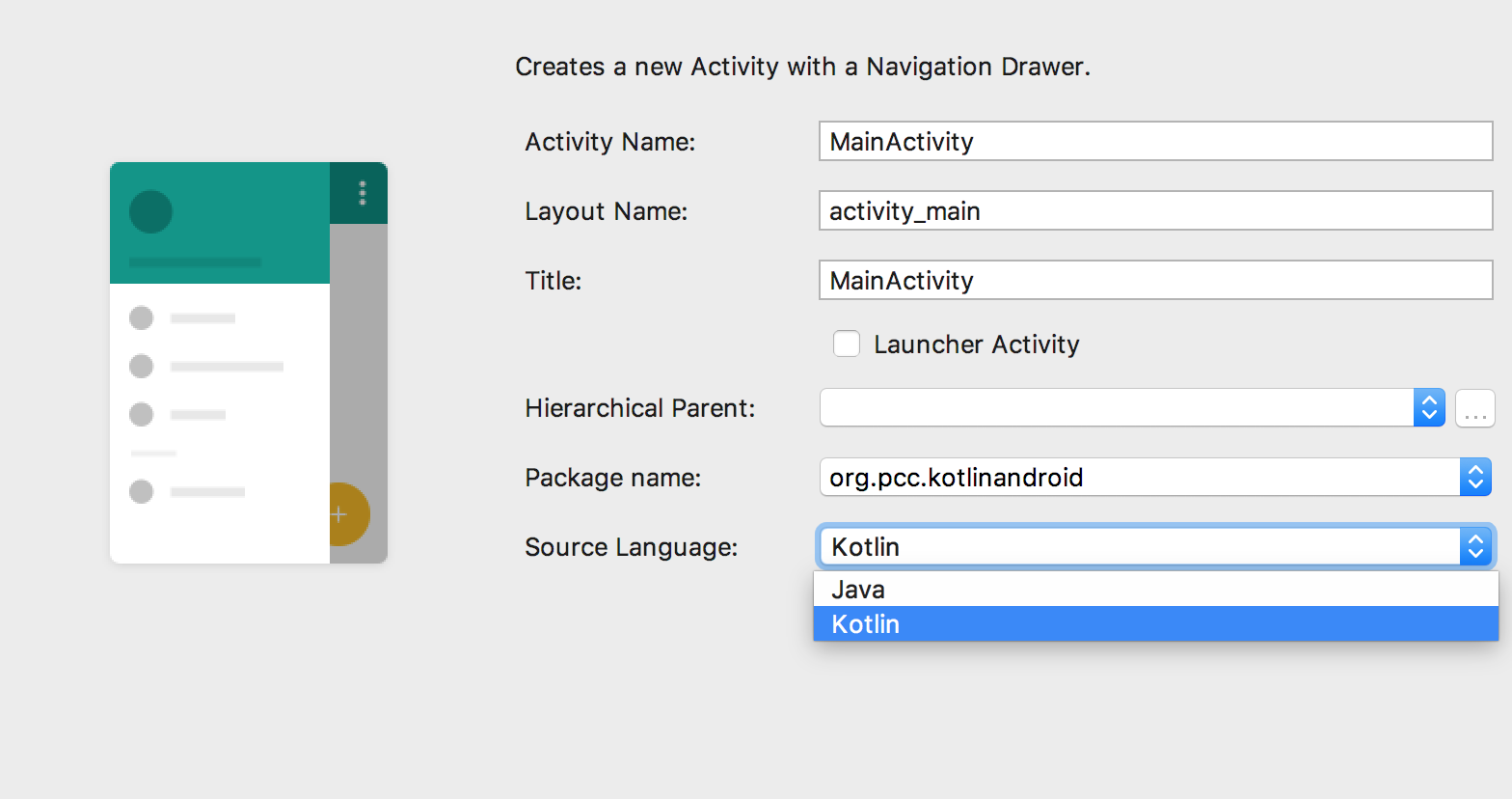 Choosing MainActivity